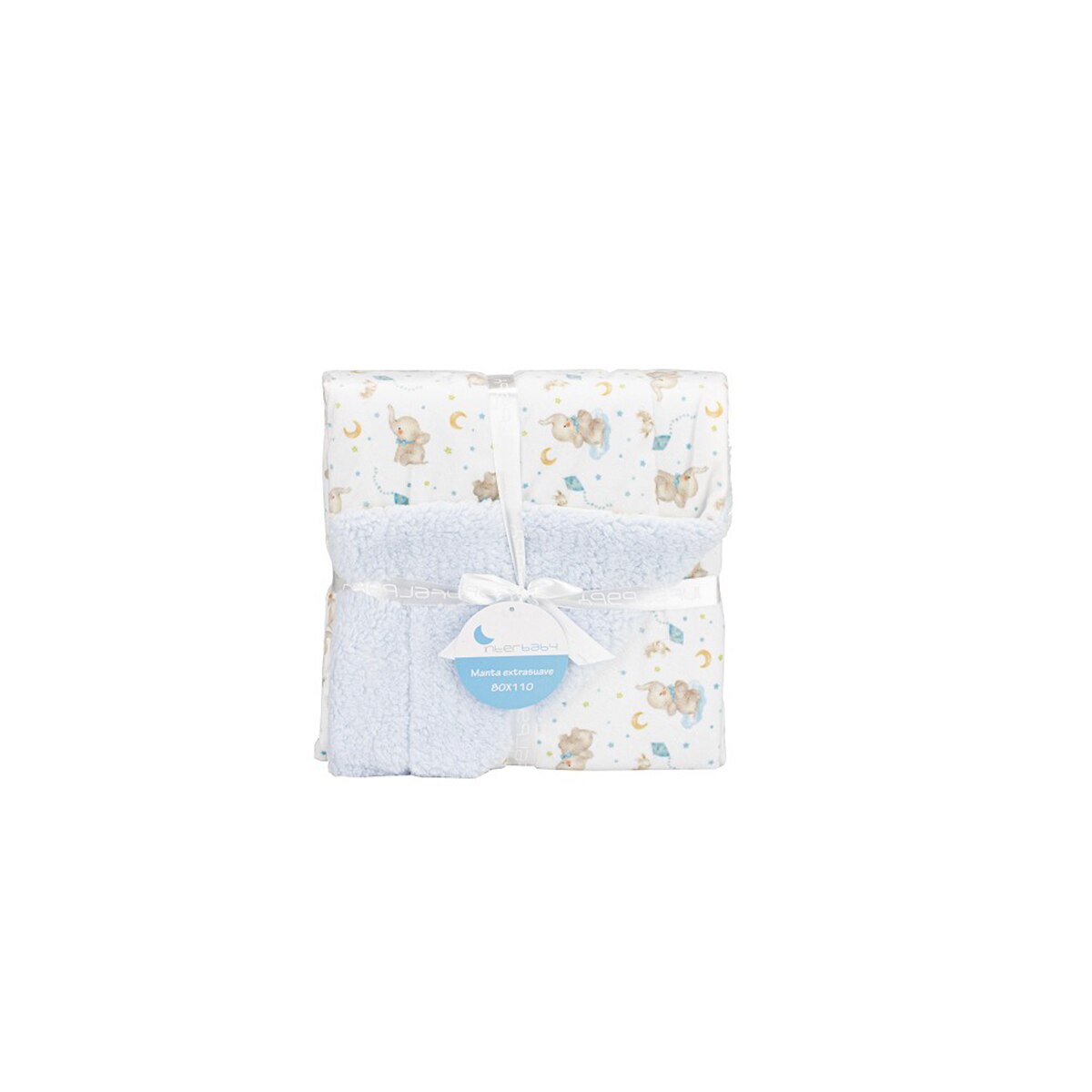 Manta Interbaby burbuja con borreguillo elefante azul Azul-1