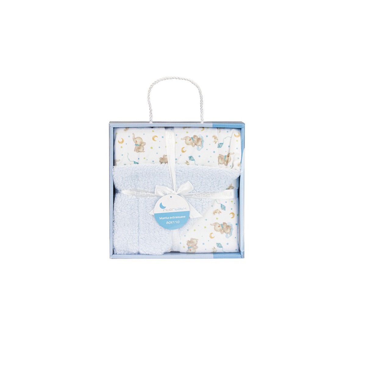 Manta Interbaby burbuja con borreguillo elefante azul Azul-3