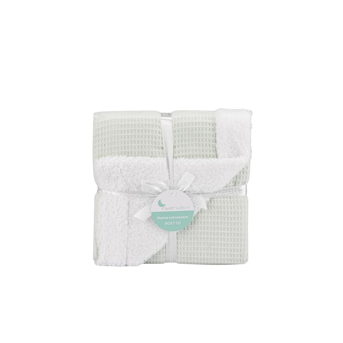 Manta Interbaby nido de abeja con borreguillo menta Verde-1