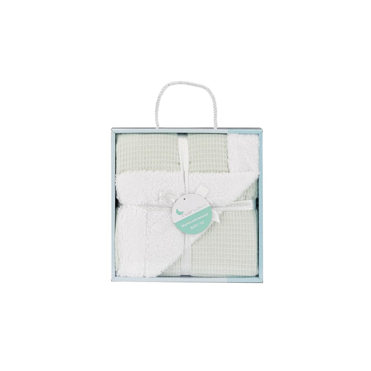 Manta Interbaby nido de abeja con borreguillo menta Verde-2