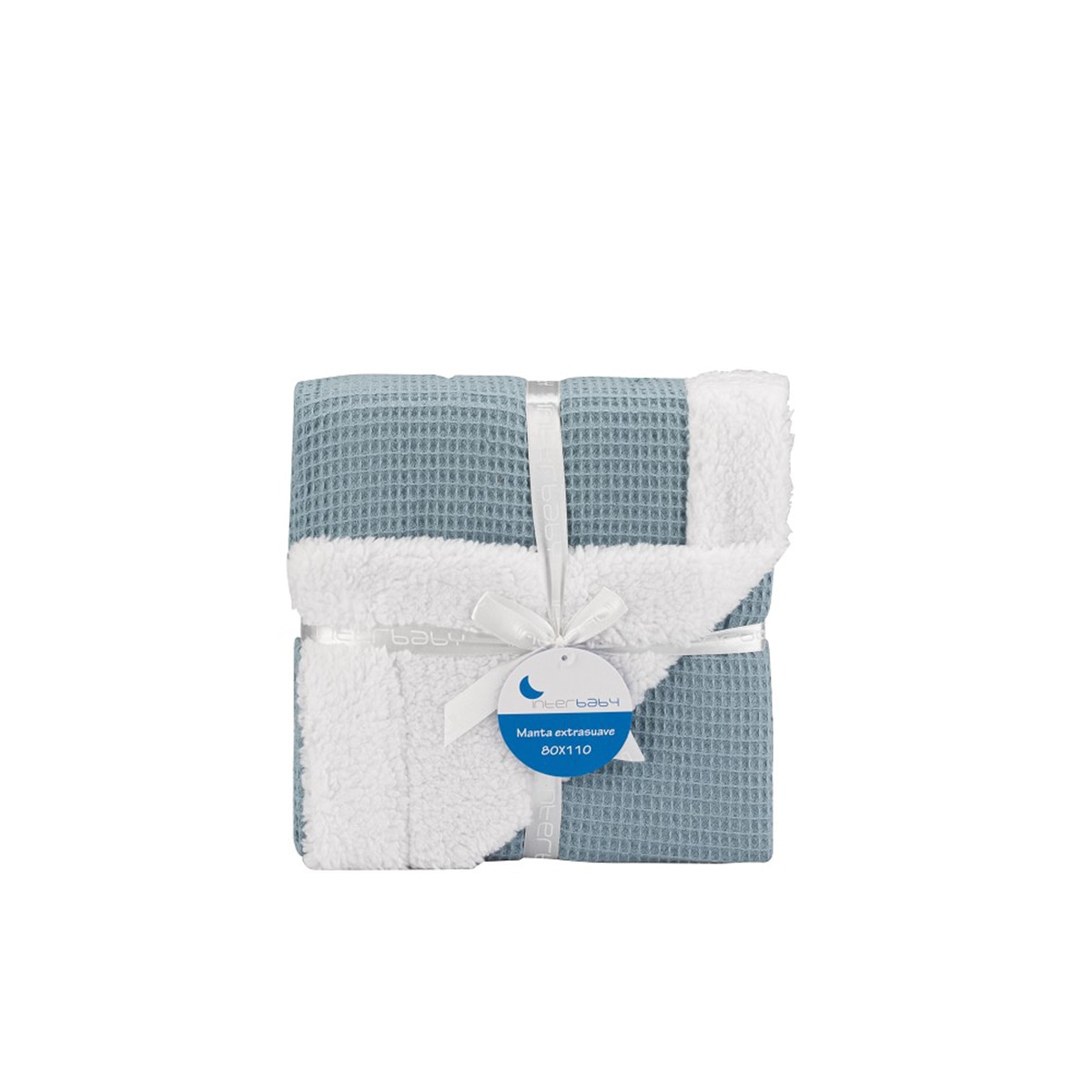 Manta Interbaby nido de abeja con borreguillo petróleo Gris-1