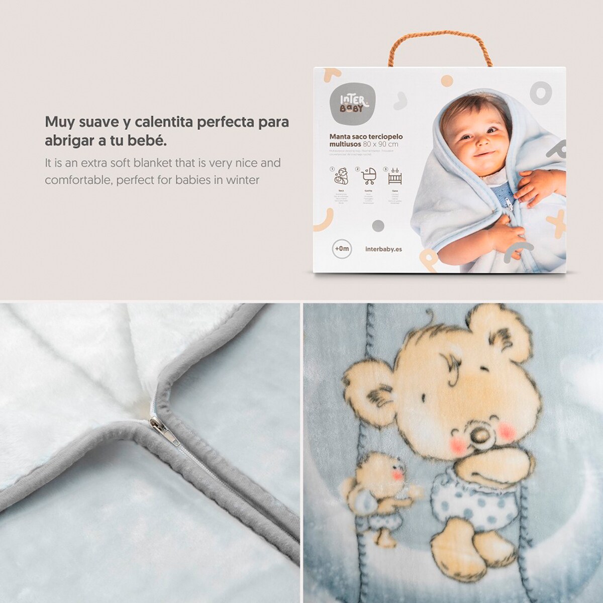 Manta rachel babysac Gris-2