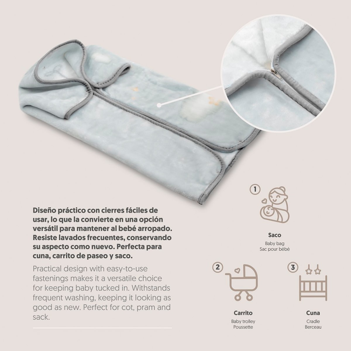 Manta rachel babysac Gris-3