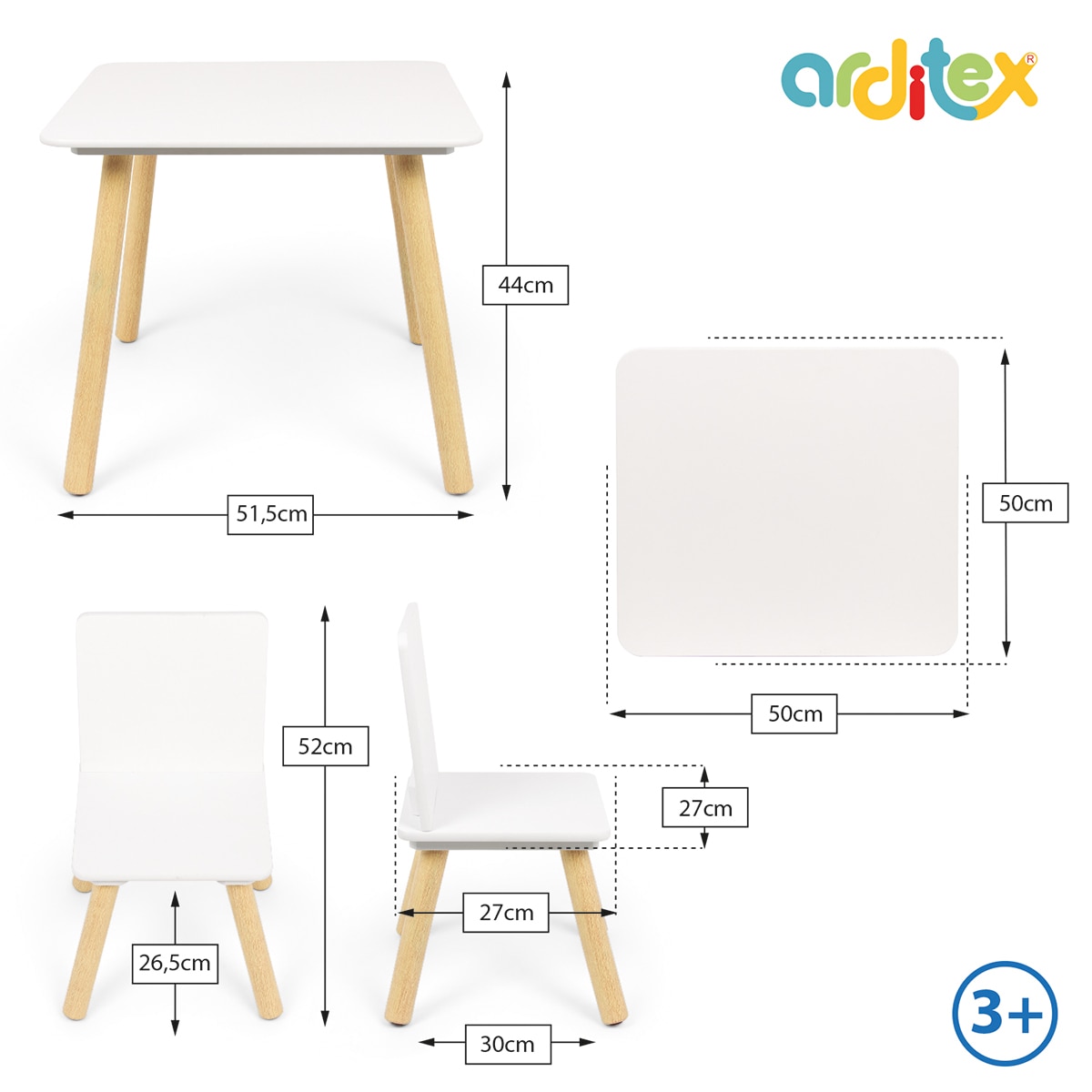 Set de mesa y sillas madera Blanco-9