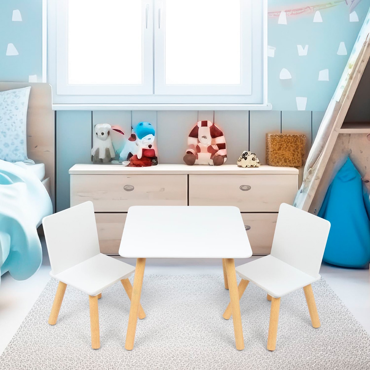Set de mesa y sillas madera Blanco-10