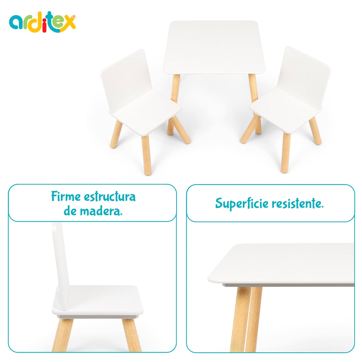 Set de mesa y sillas madera Blanco-12