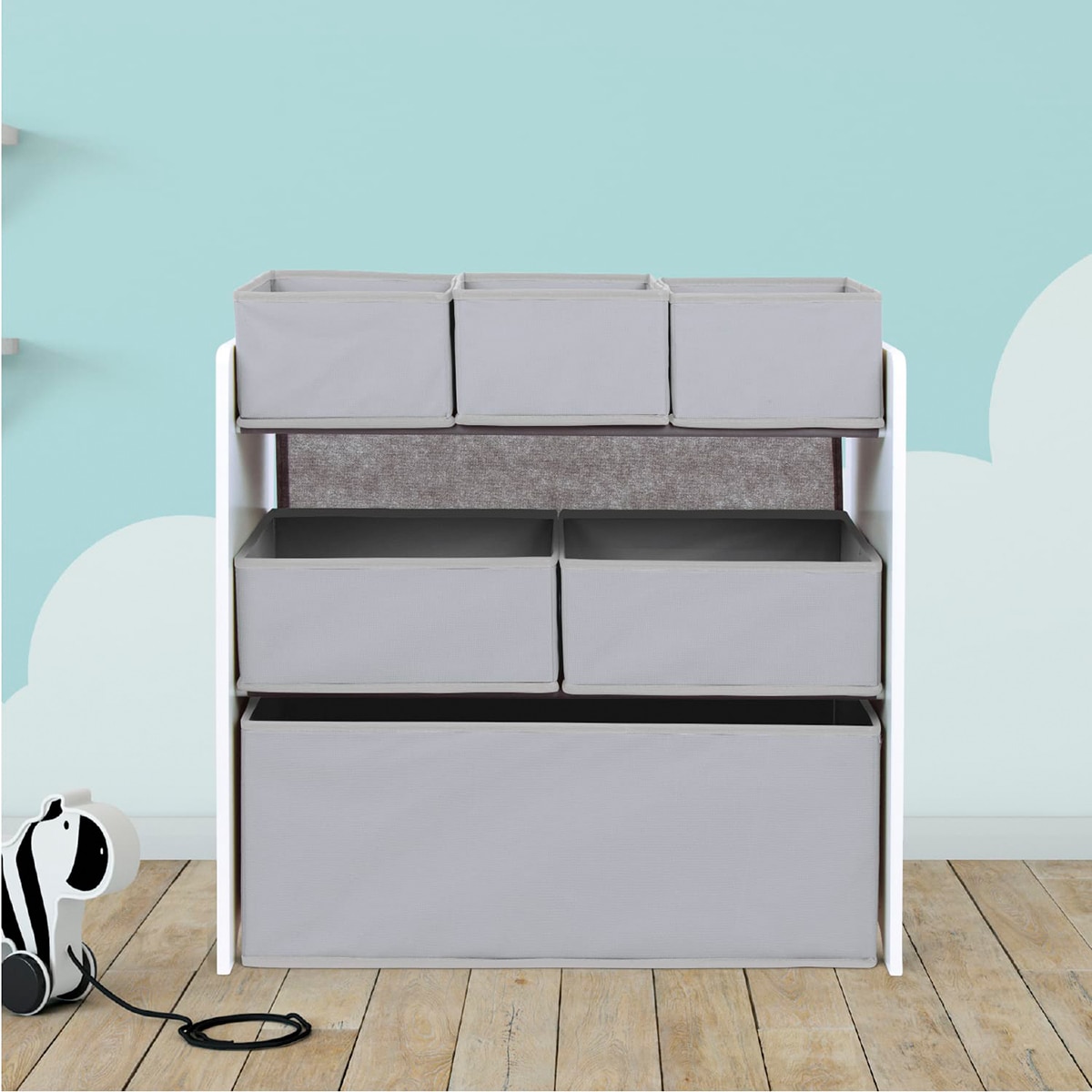 Organizador madera con 6 cubetas Blanco-7