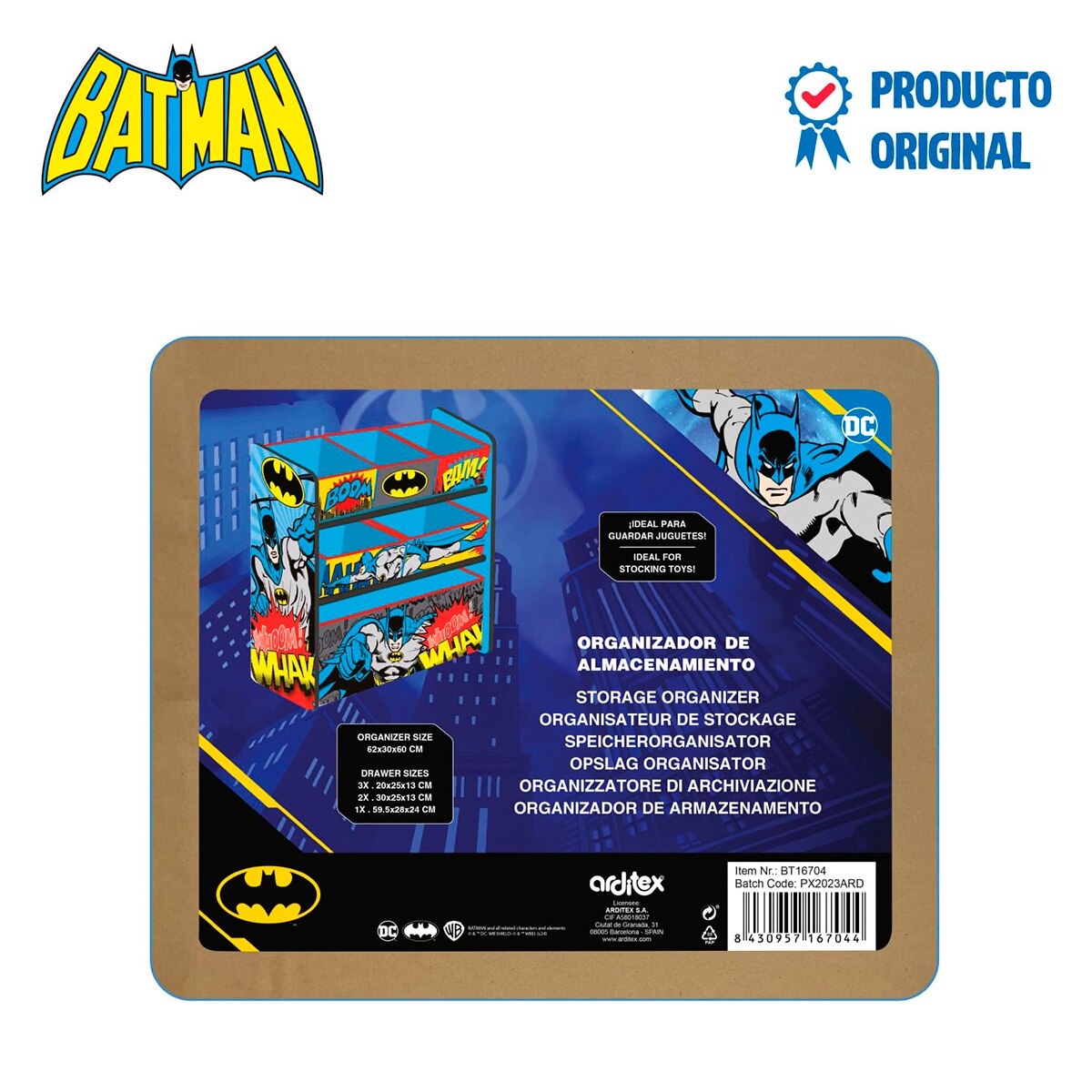 Organizador madera 6 cubetas batman Multicolor-11