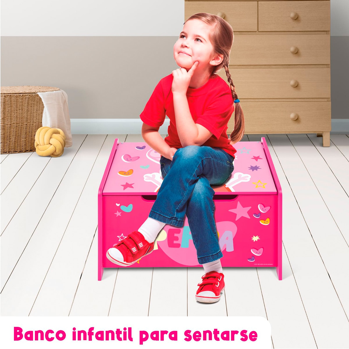 Juguetero madera peppa pig Rosa-8