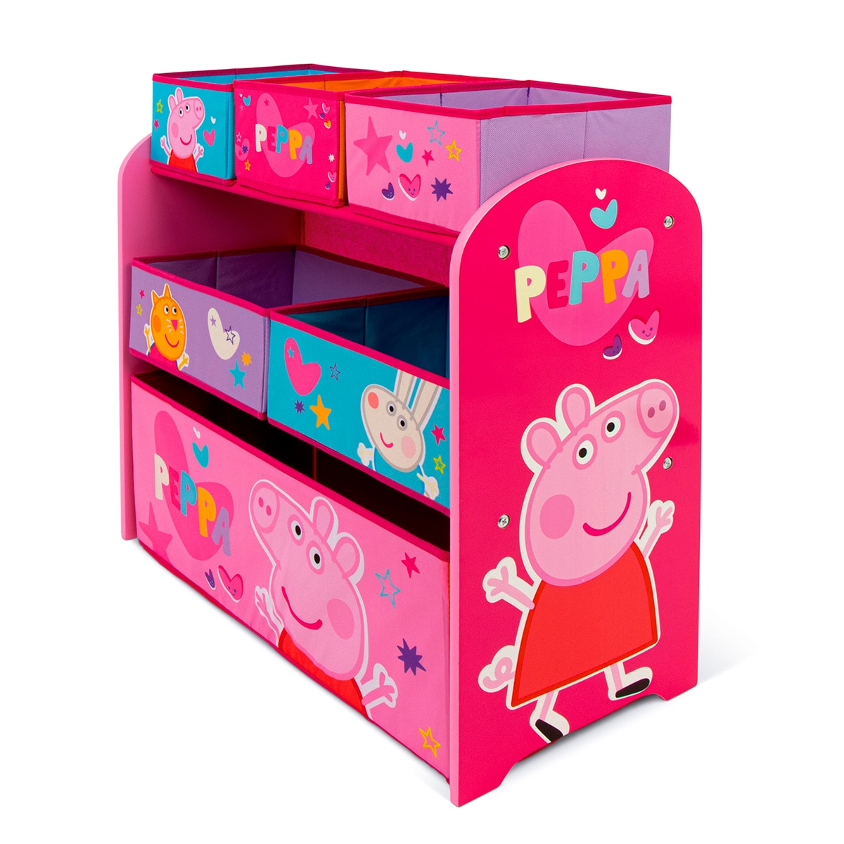 Organizador madera 6 cubetas peppa pig Rosa-3