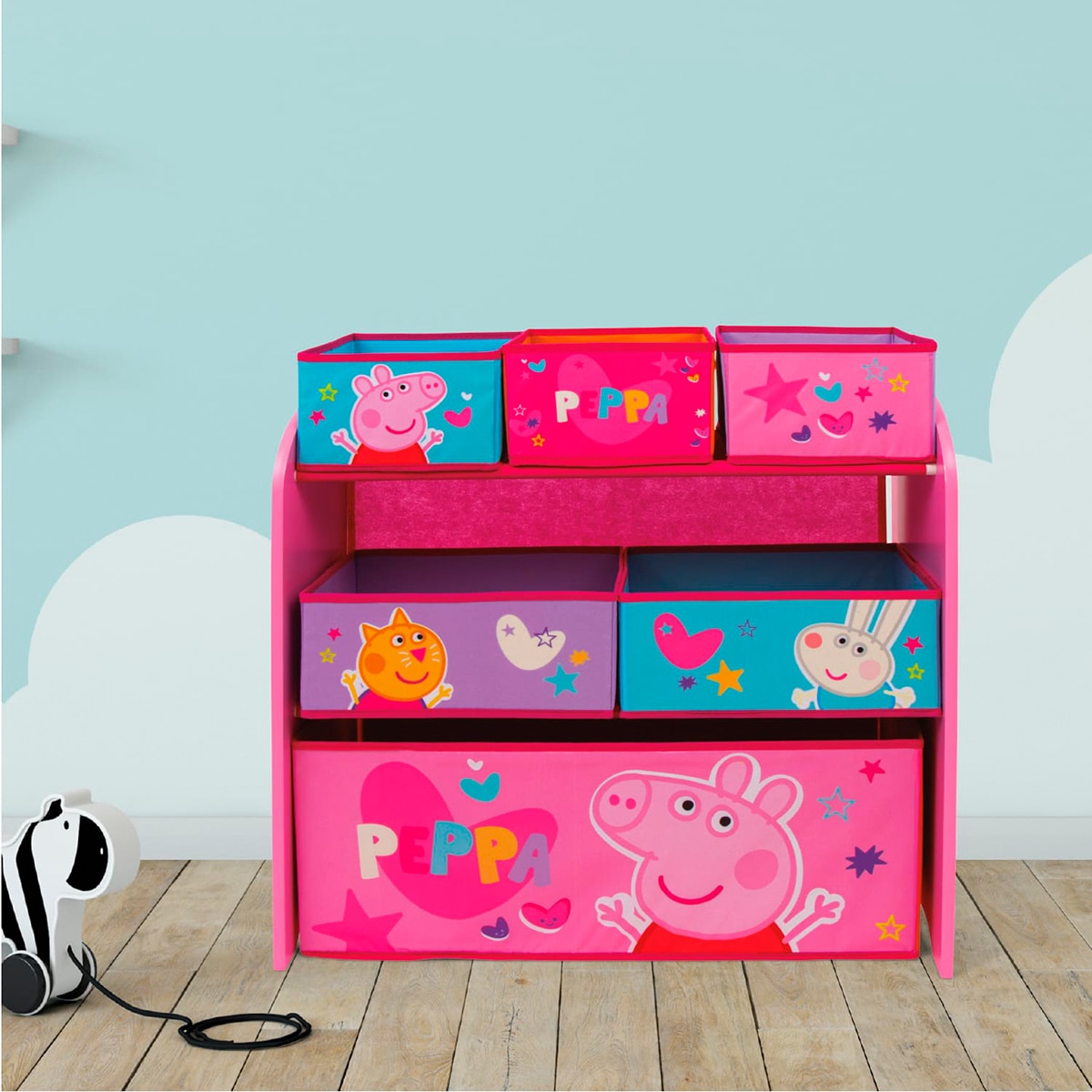 Organizador madera 6 cubetas peppa pig Rosa-7