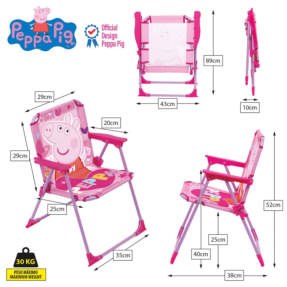 Silla plegable peppa pig Rosa-6