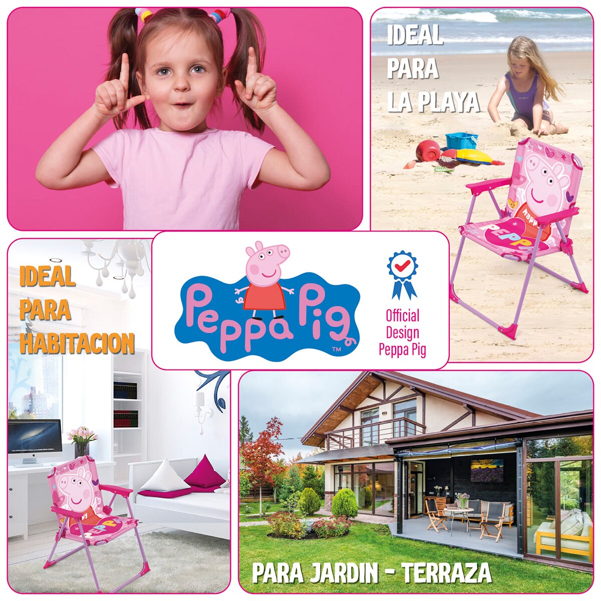 Silla plegable peppa pig Rosa-8