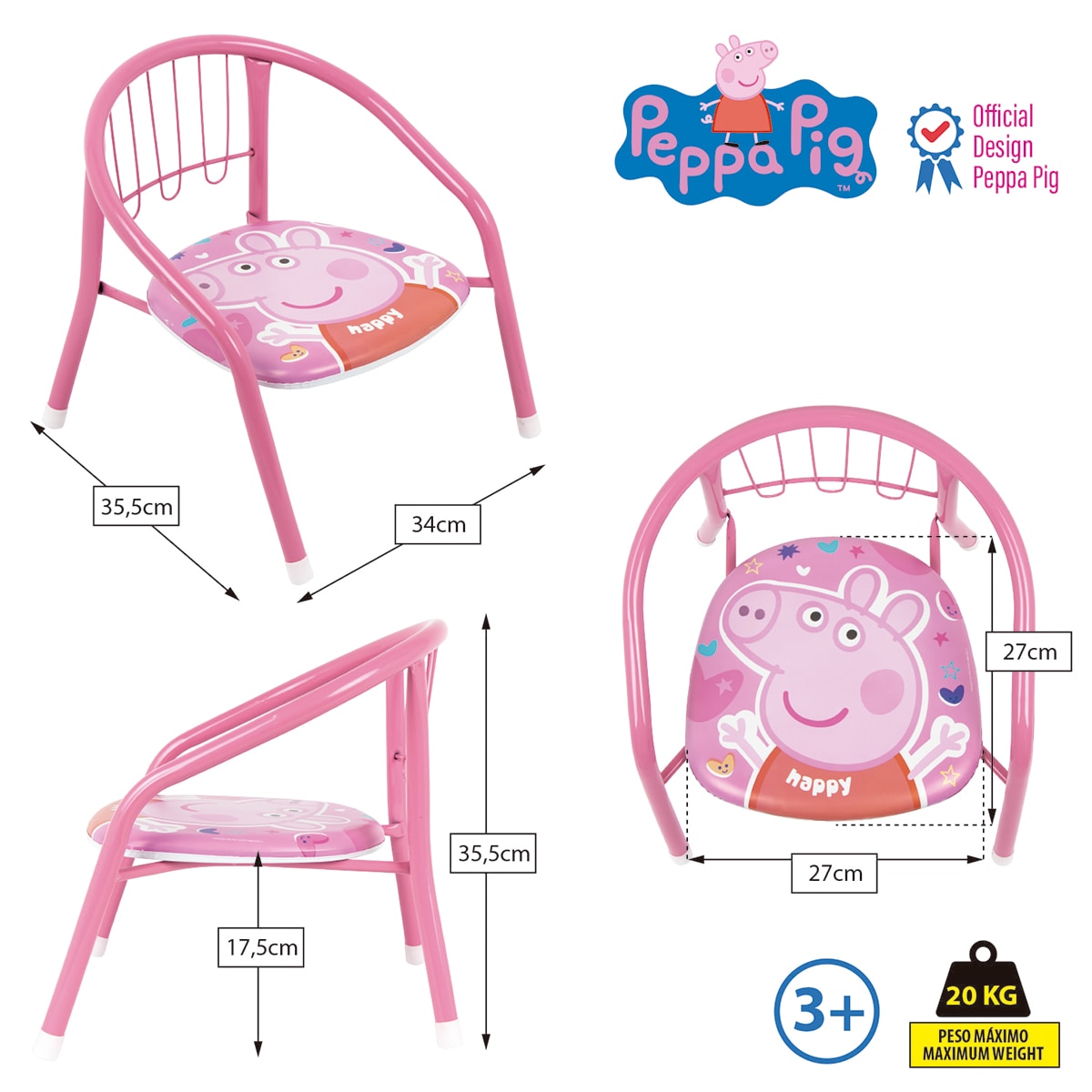 Silla metal peppa pig Rosa-7