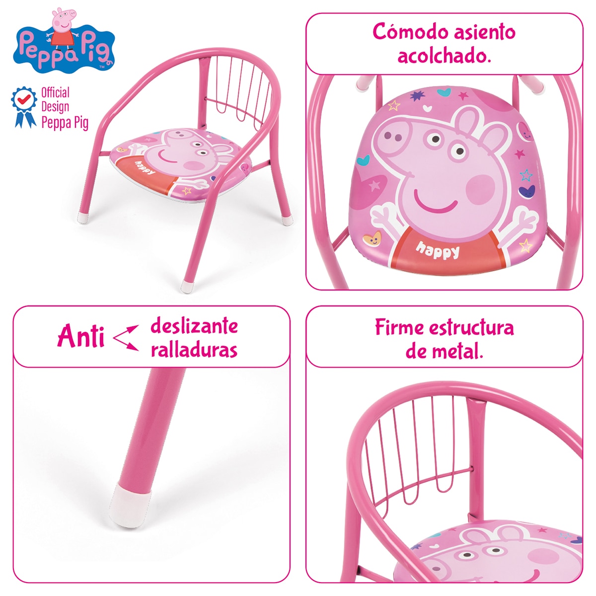 Silla metal peppa pig Rosa-10