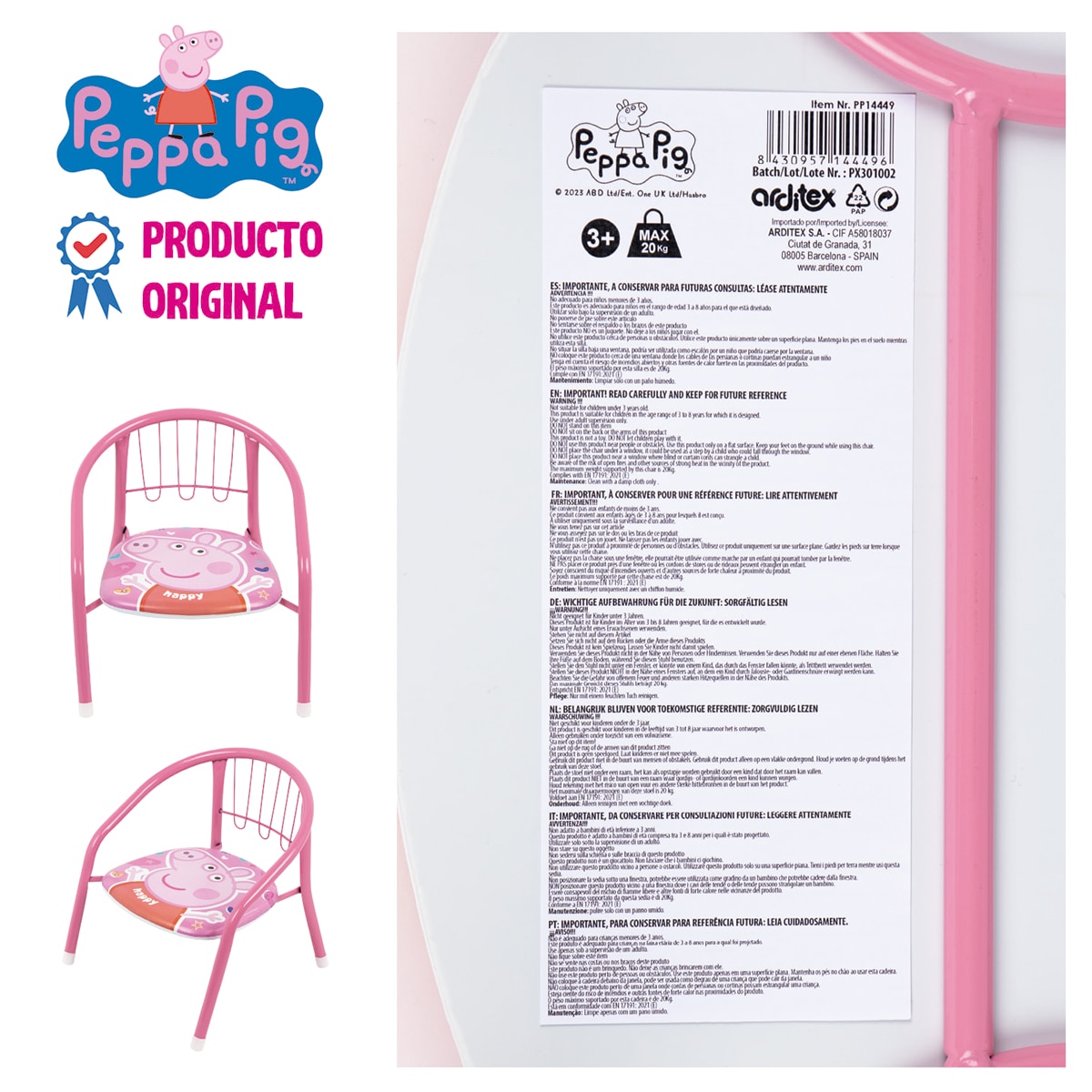 Silla metal peppa pig Rosa-11