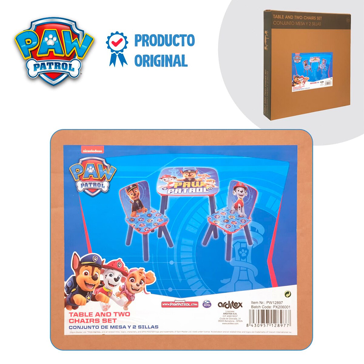 Set mesa + 2 sillas madera paw patrol Multicolor-7