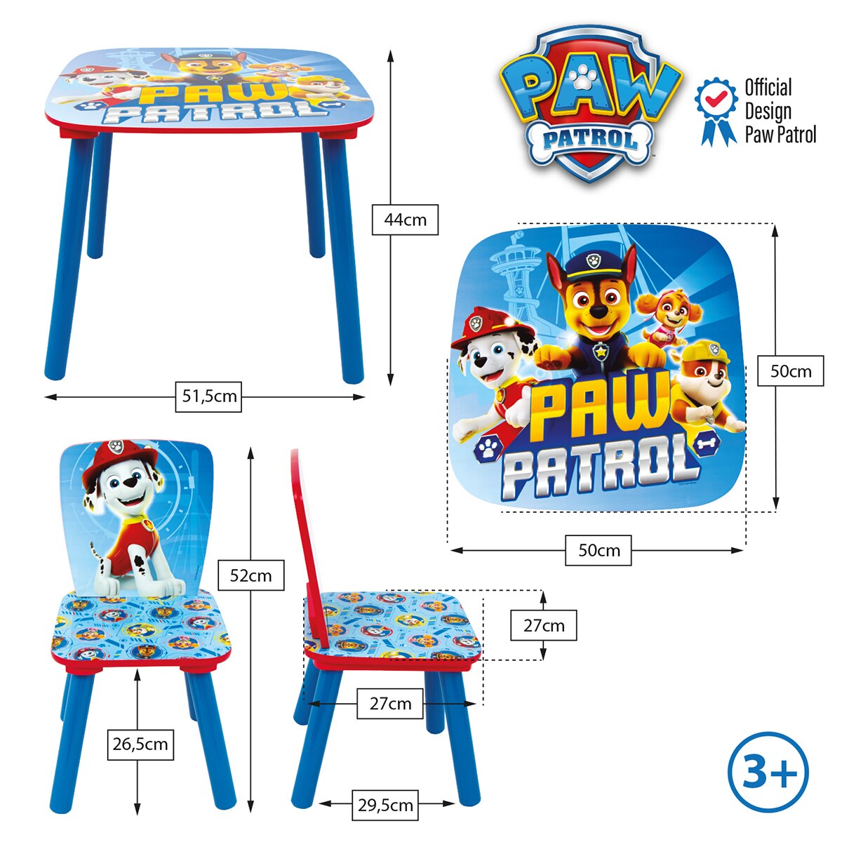 Set mesa + 2 sillas madera paw patrol Multicolor-8