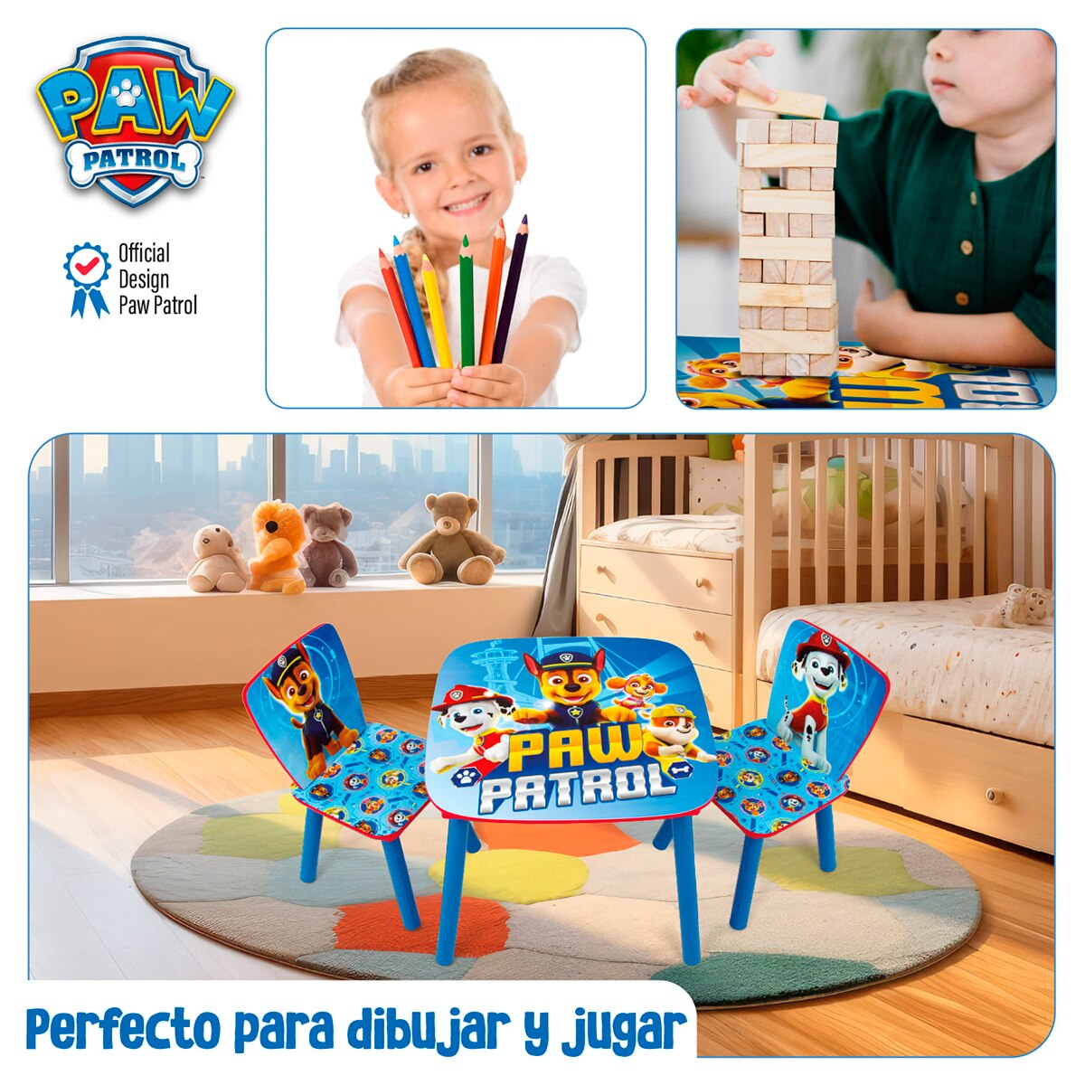 Set mesa + 2 sillas madera paw patrol Multicolor-10
