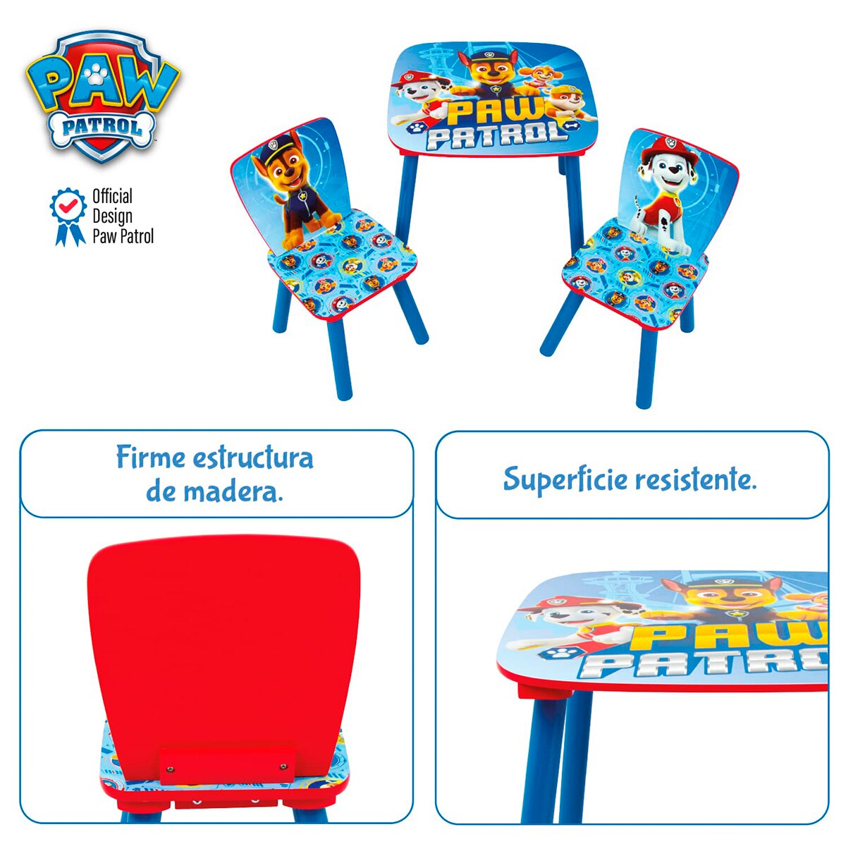 Set mesa + 2 sillas madera paw patrol Multicolor-11