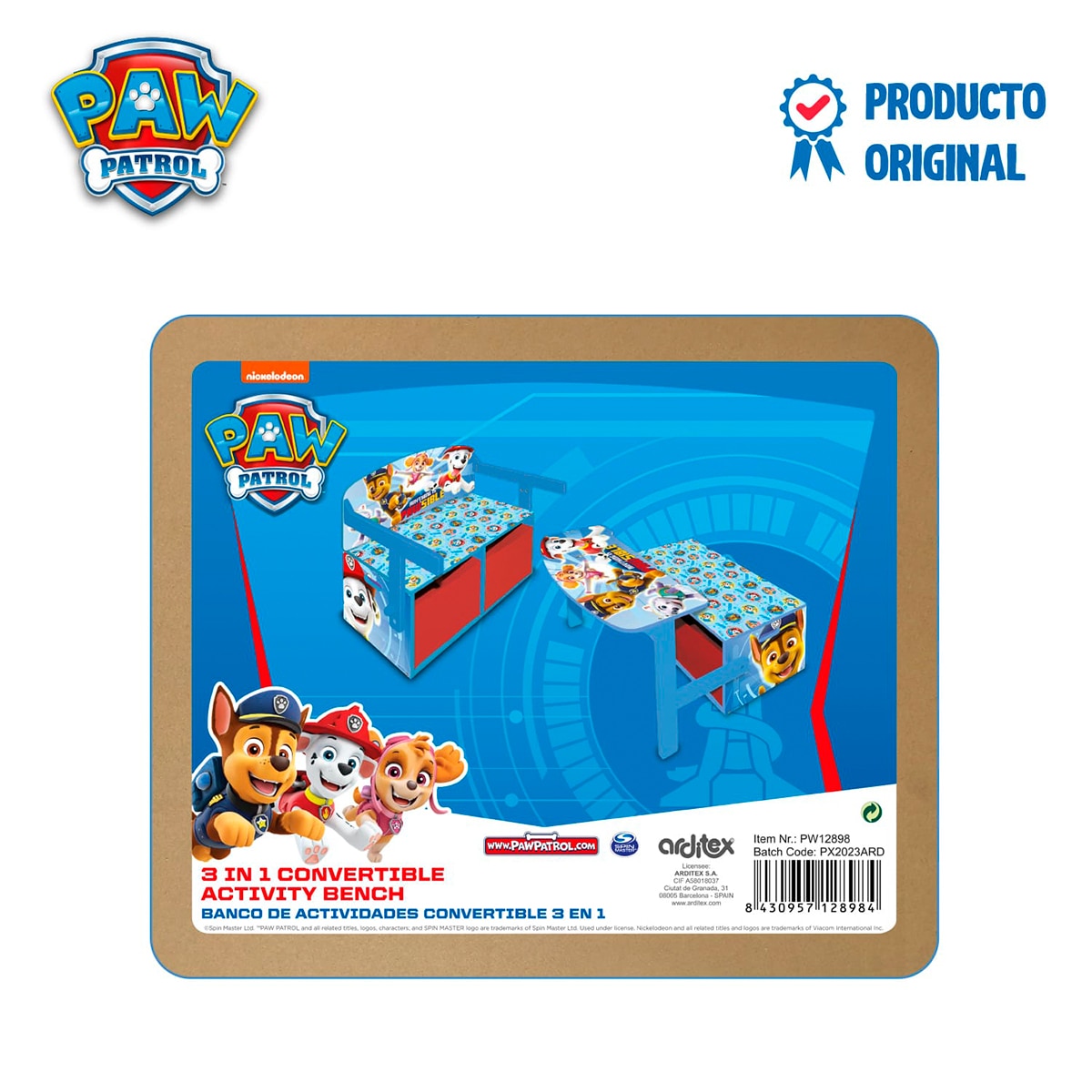 Pupitre-banco-toybox 3en1 madera paw patrol Multicolor-9
