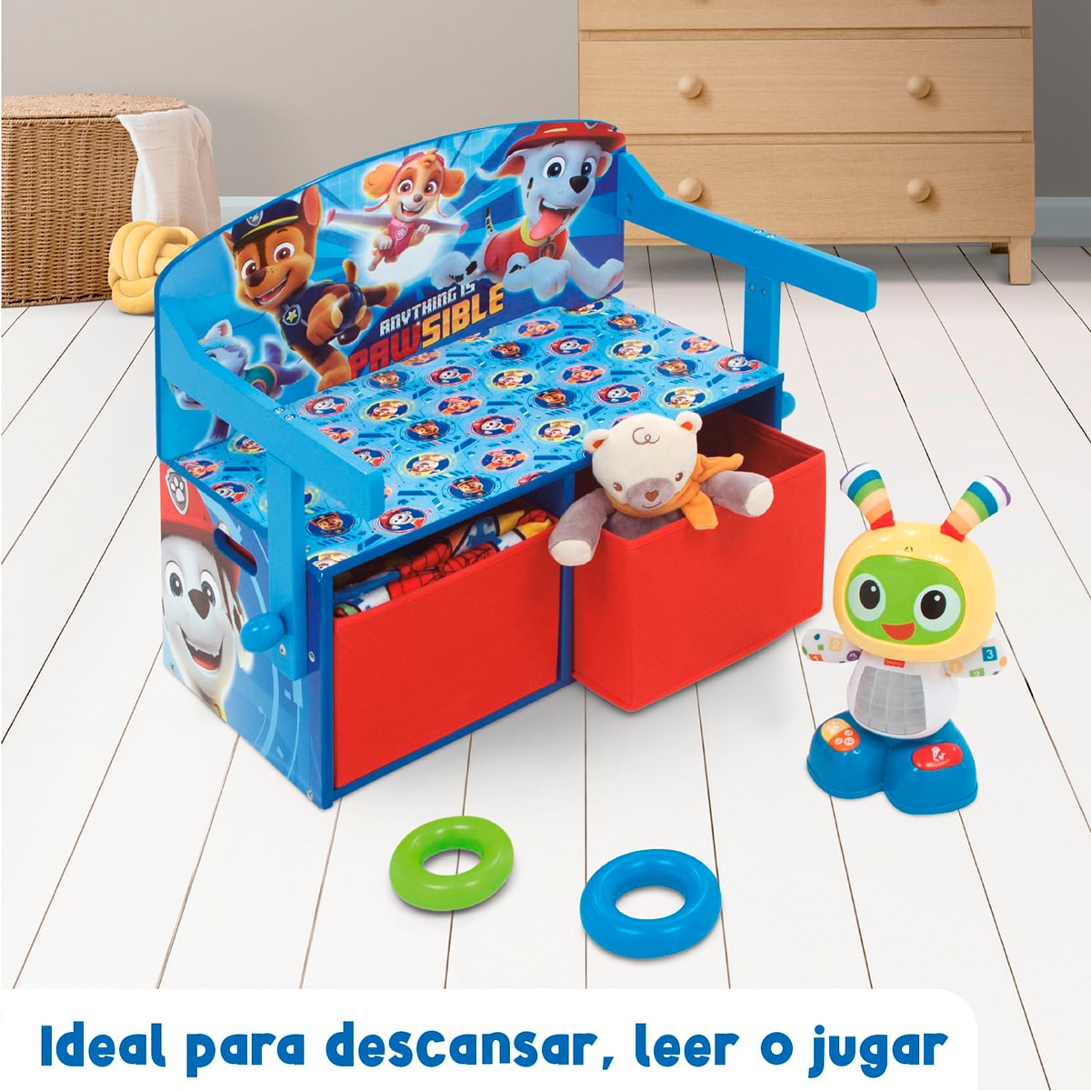 Pupitre-banco-toybox 3en1 madera paw patrol Multicolor-10