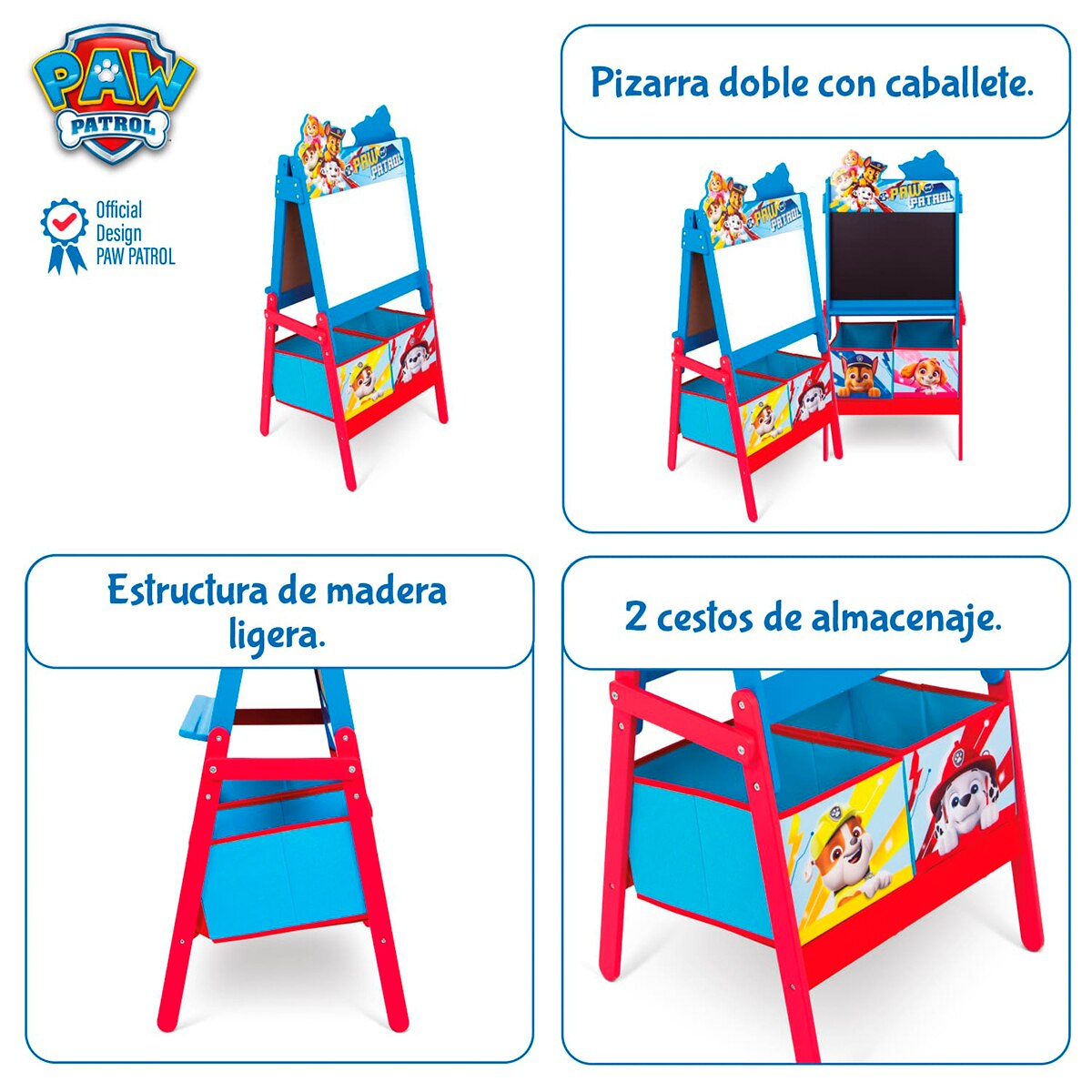 Pizarra doble almacenaje paw patrol Multicolor-13
