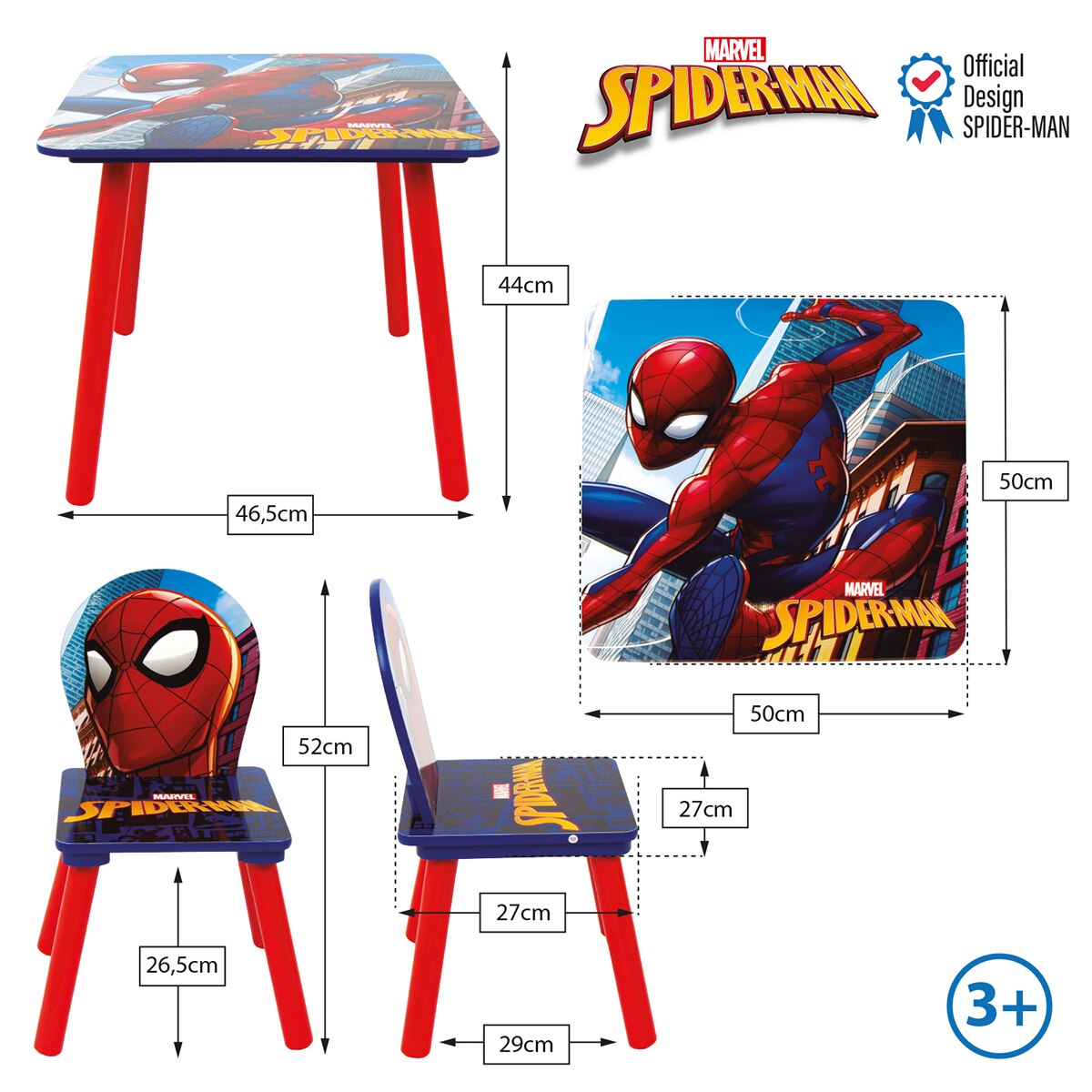 Set mesa + 2 sillas madera spider-man Multicolor-11