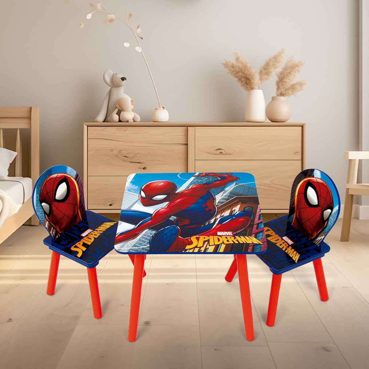 Set mesa + 2 sillas madera spider-man Multicolor-12