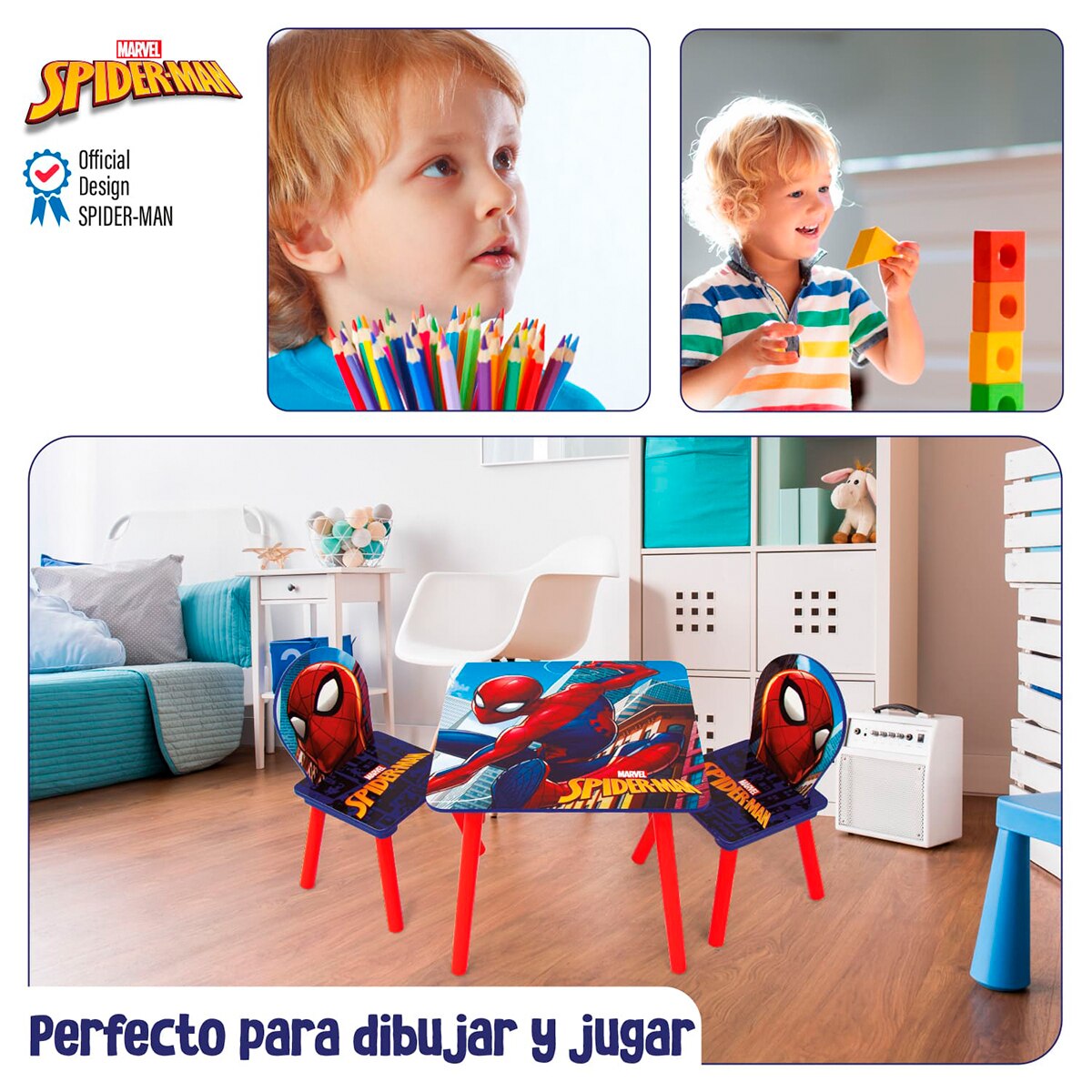 Set mesa + 2 sillas madera spider-man Multicolor-13