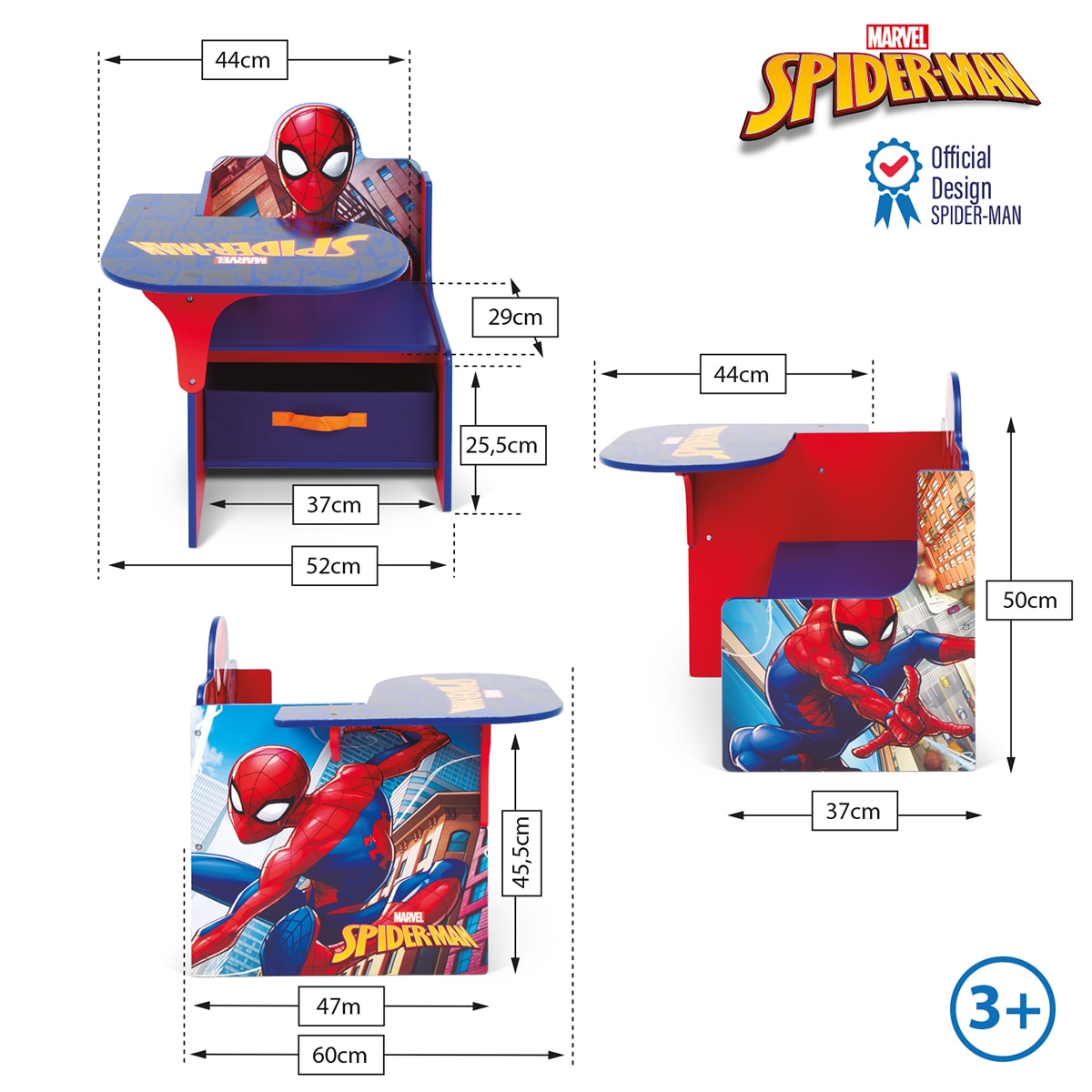 Silla pupitre c/contenedor madera spider-man Multicolor-8