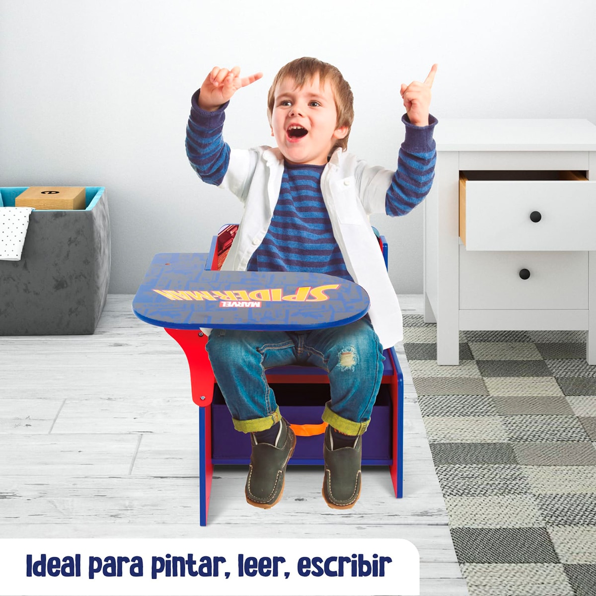 Silla pupitre c/contenedor madera spider-man Multicolor-10