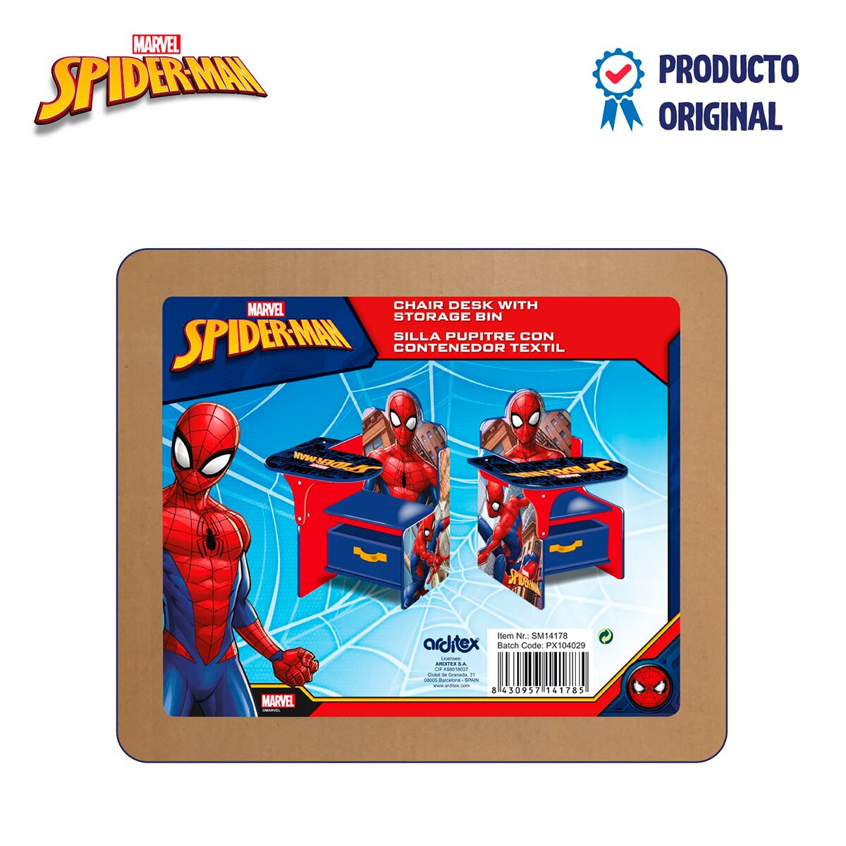 Silla pupitre c/contenedor madera spider-man Multicolor-12
