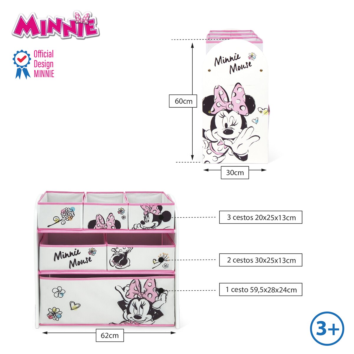 Organizador madera 6cubetas minnie classic Blanco-11