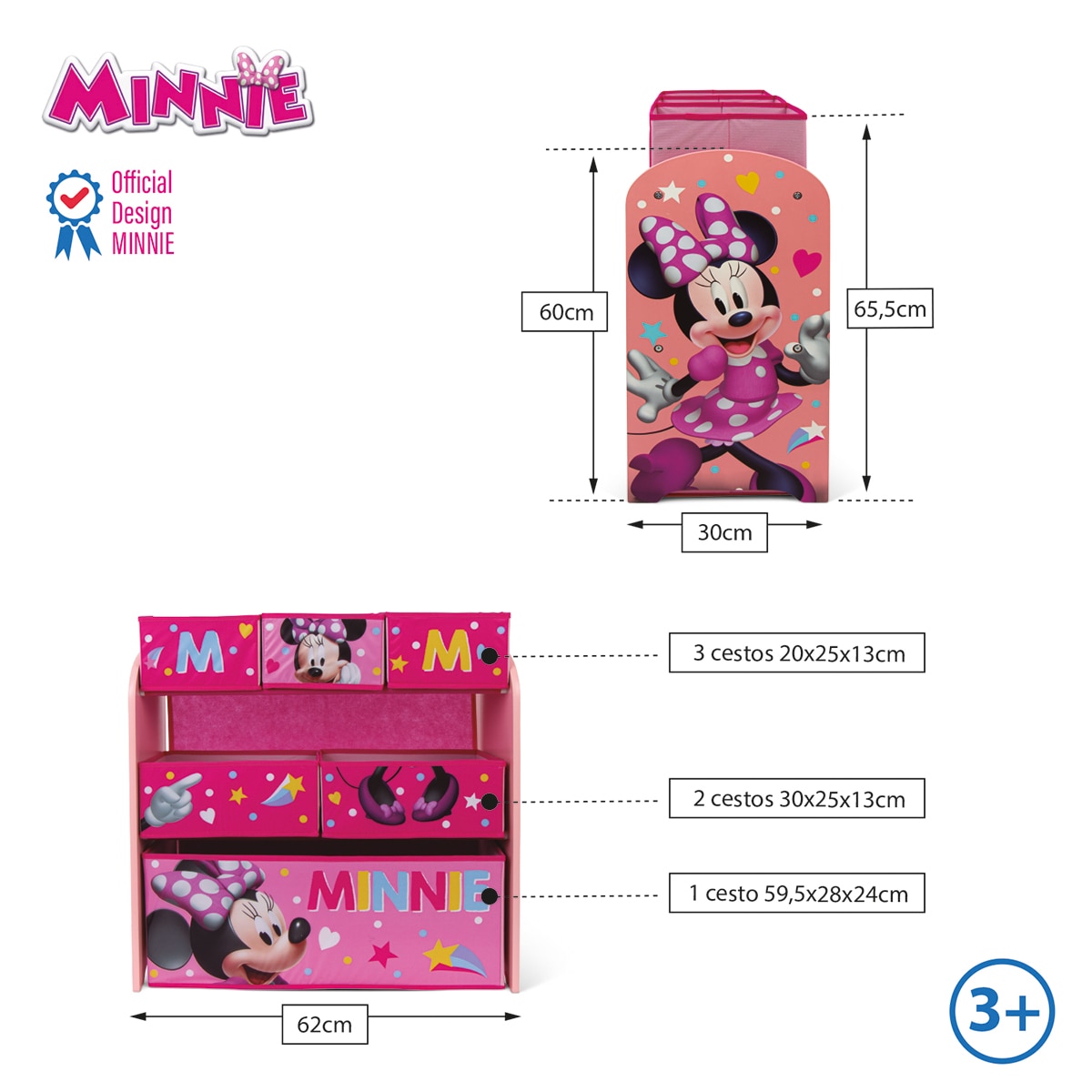 Organizador madera 6 cubetas minnie Rosa-6