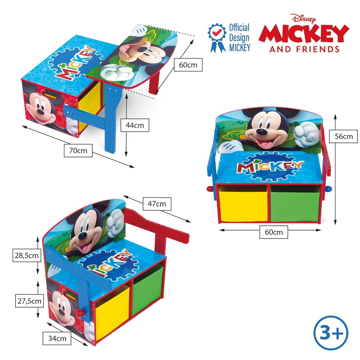Pupitre-banco-toybox 3en1 madera mickey Multicolor-9