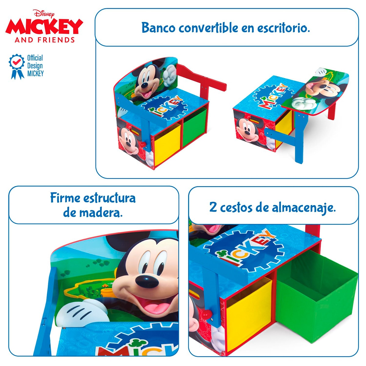Pupitre-banco-toybox 3en1 madera mickey Multicolor-12