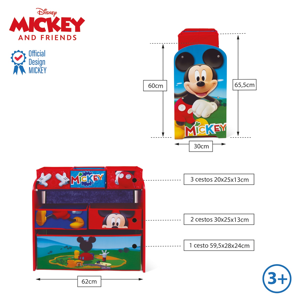 Organizador madera 6 cubetas mickey Multicolor-6