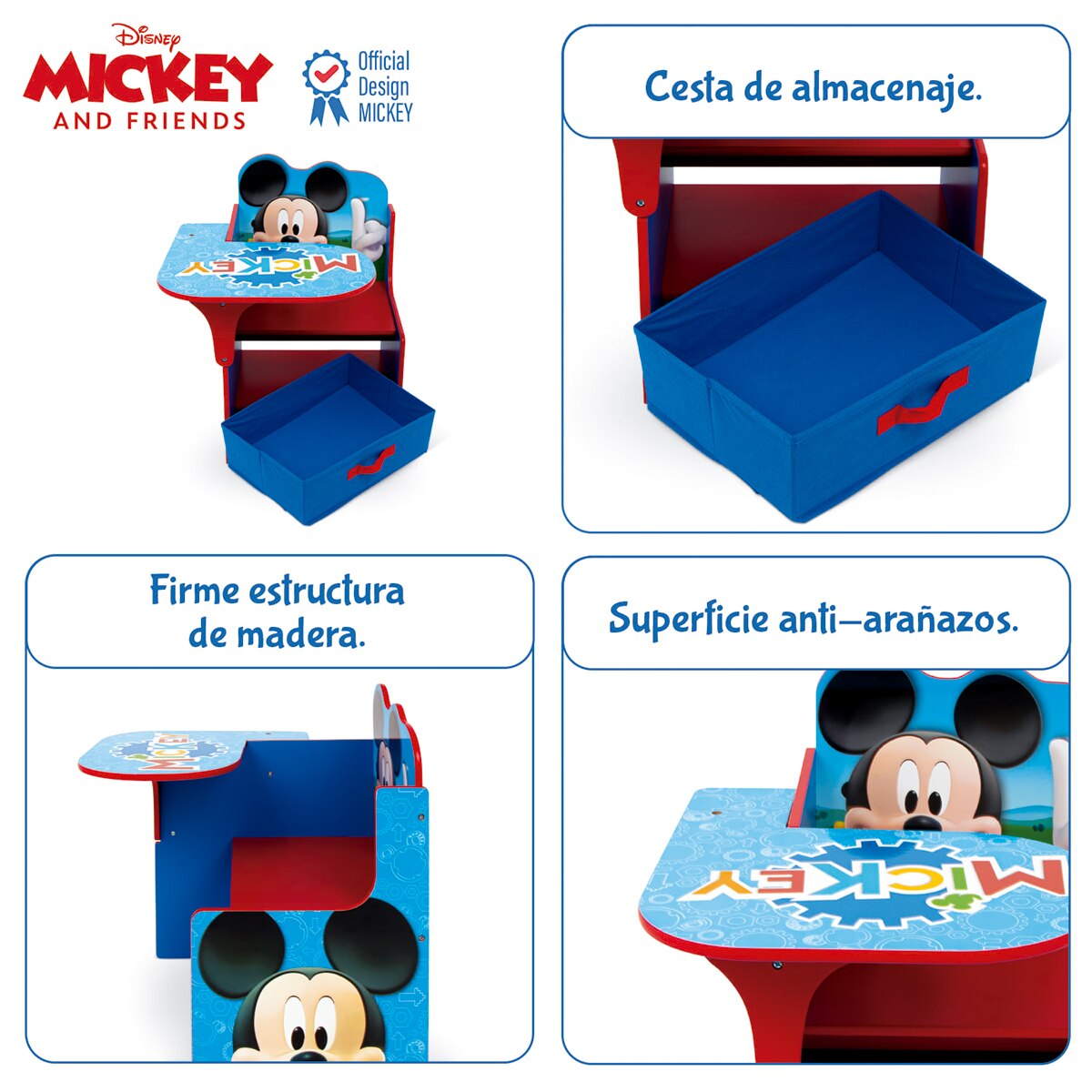 Silla pupitre c/contenedor madera mickey Multicolor-11