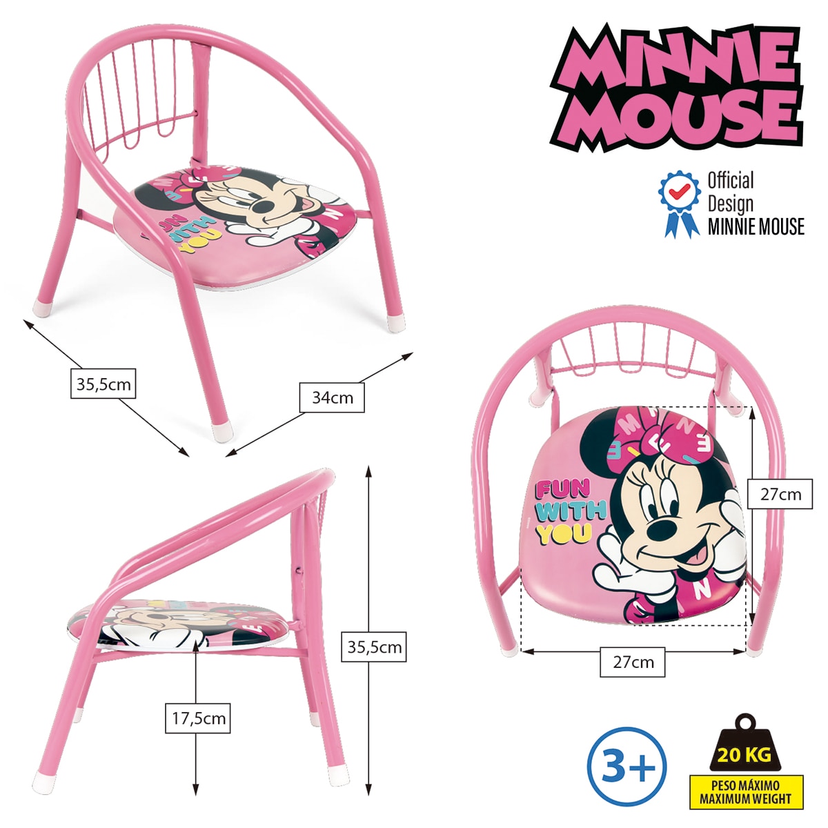 Silla metal minnie mouse Rosa-7