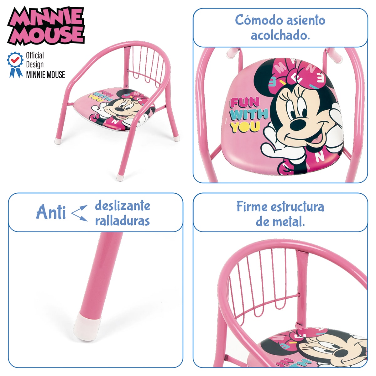 Silla metal minnie mouse Rosa-10