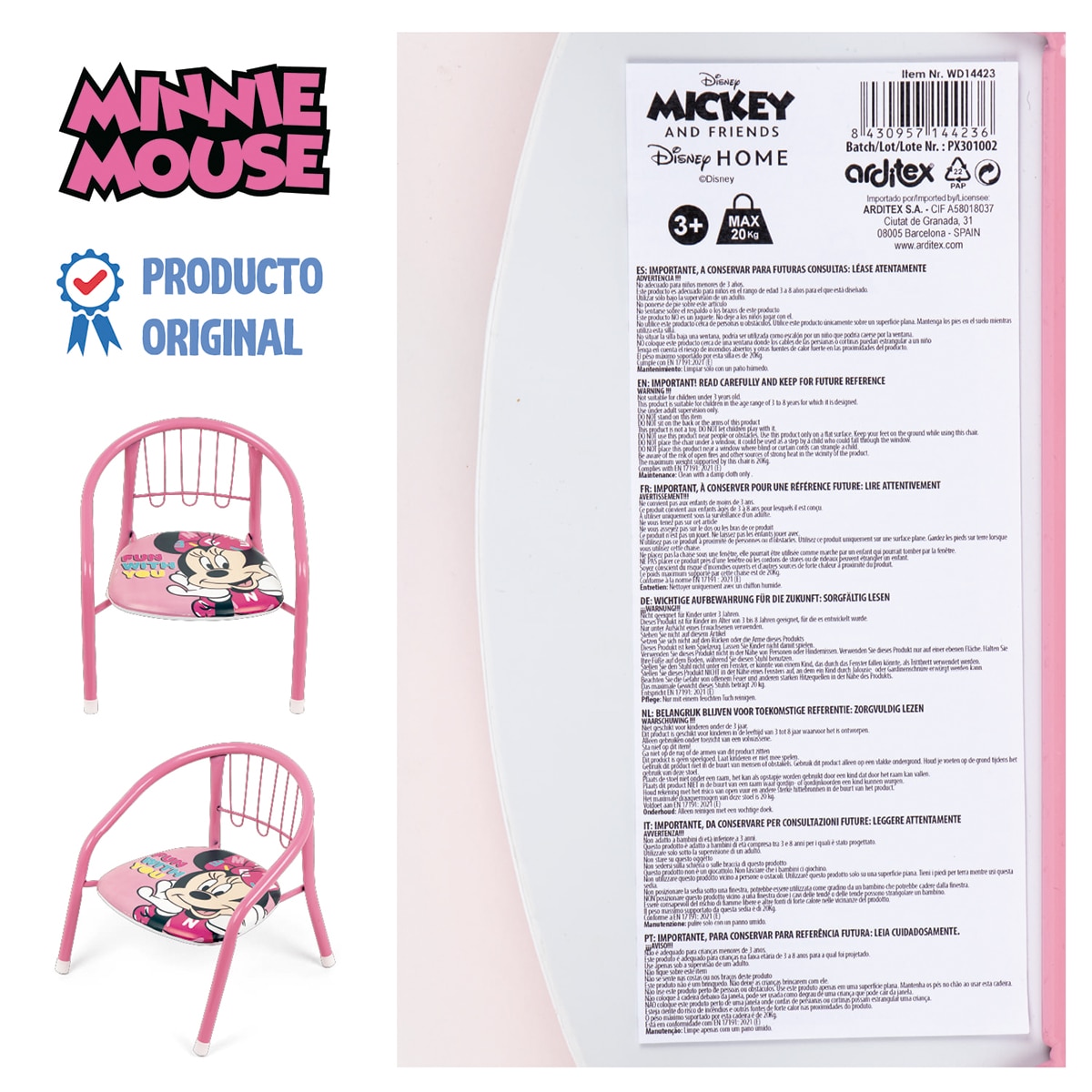 Silla metal minnie mouse Rosa-11