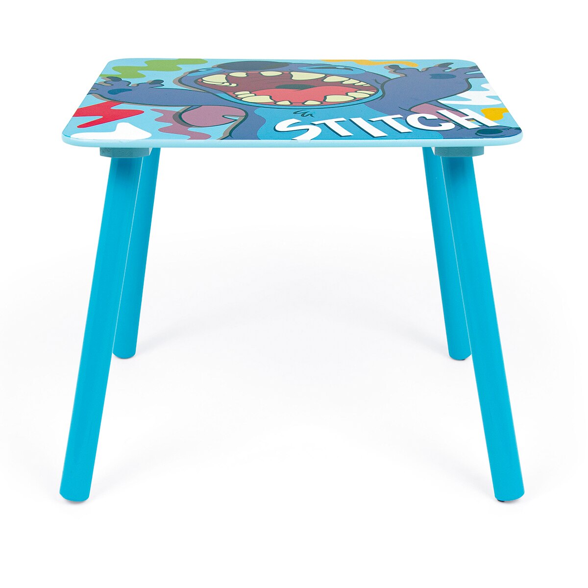 Set mesa + 2 sillas madera stitch Azul-4