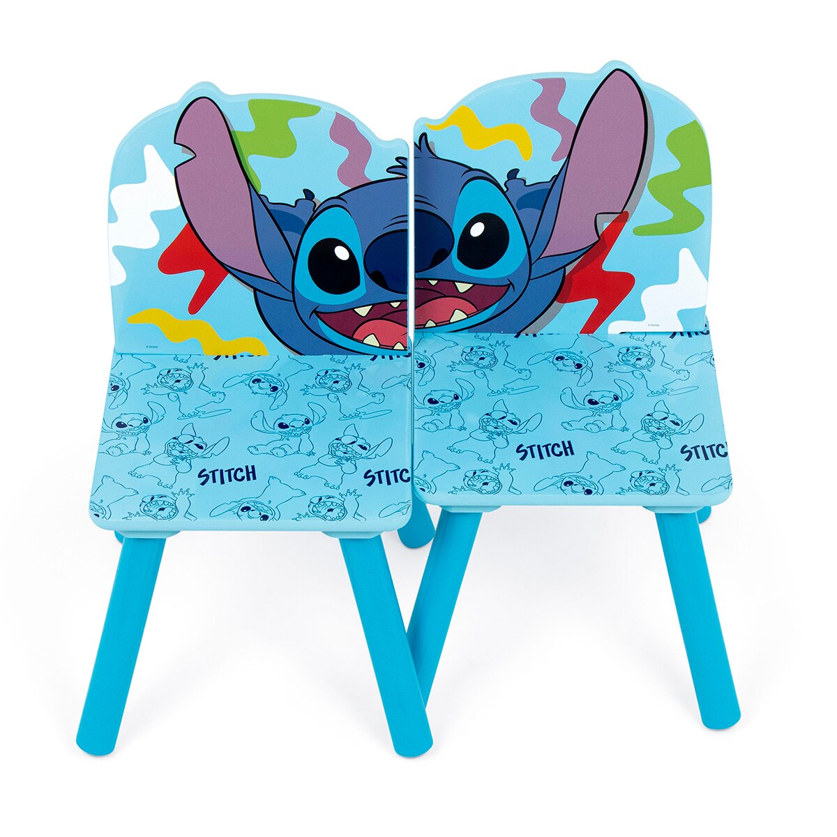 Set mesa + 2 sillas madera stitch Azul-7