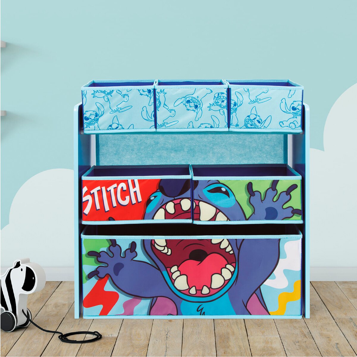Organizador madera 6 cubetas stitch Azul-8