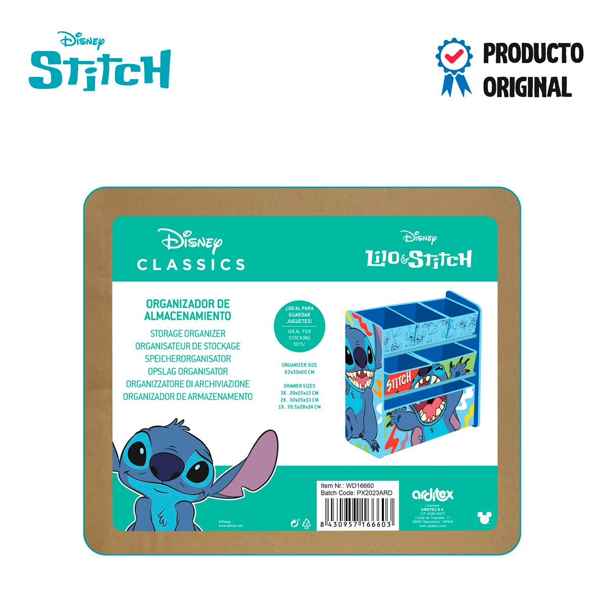 Organizador madera 6 cubetas stitch Azul-11