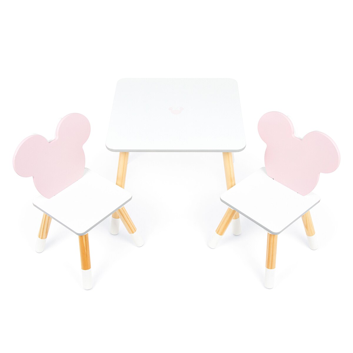 Set mesa + 2 sillas madera minnie iconic Blanco-2
