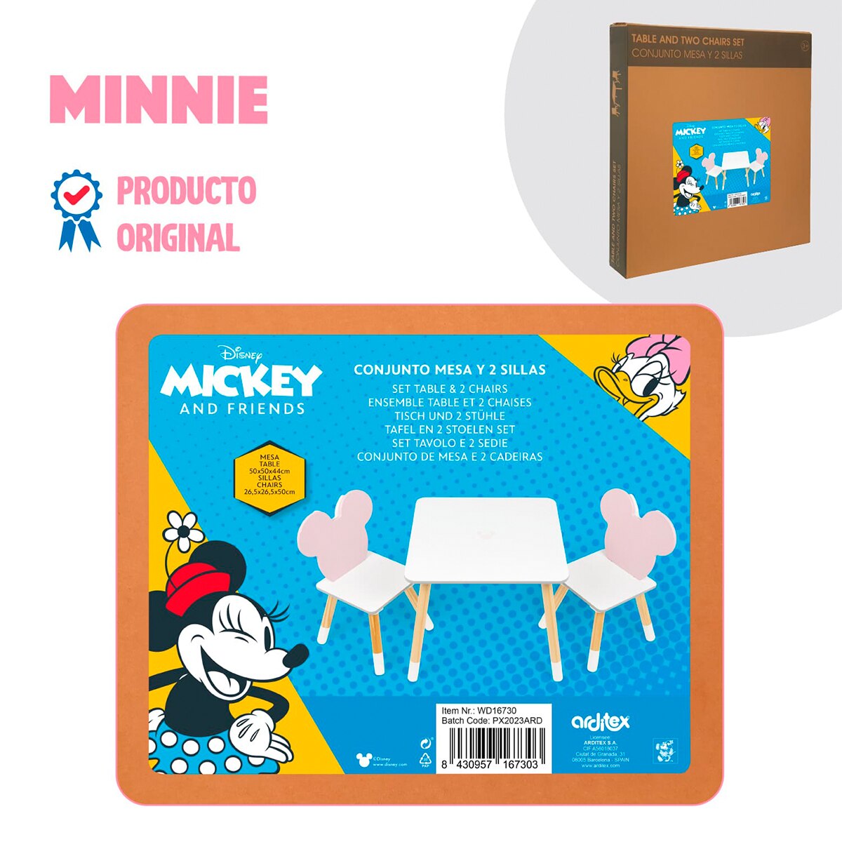 Set mesa + 2 sillas madera minnie iconic Blanco-7