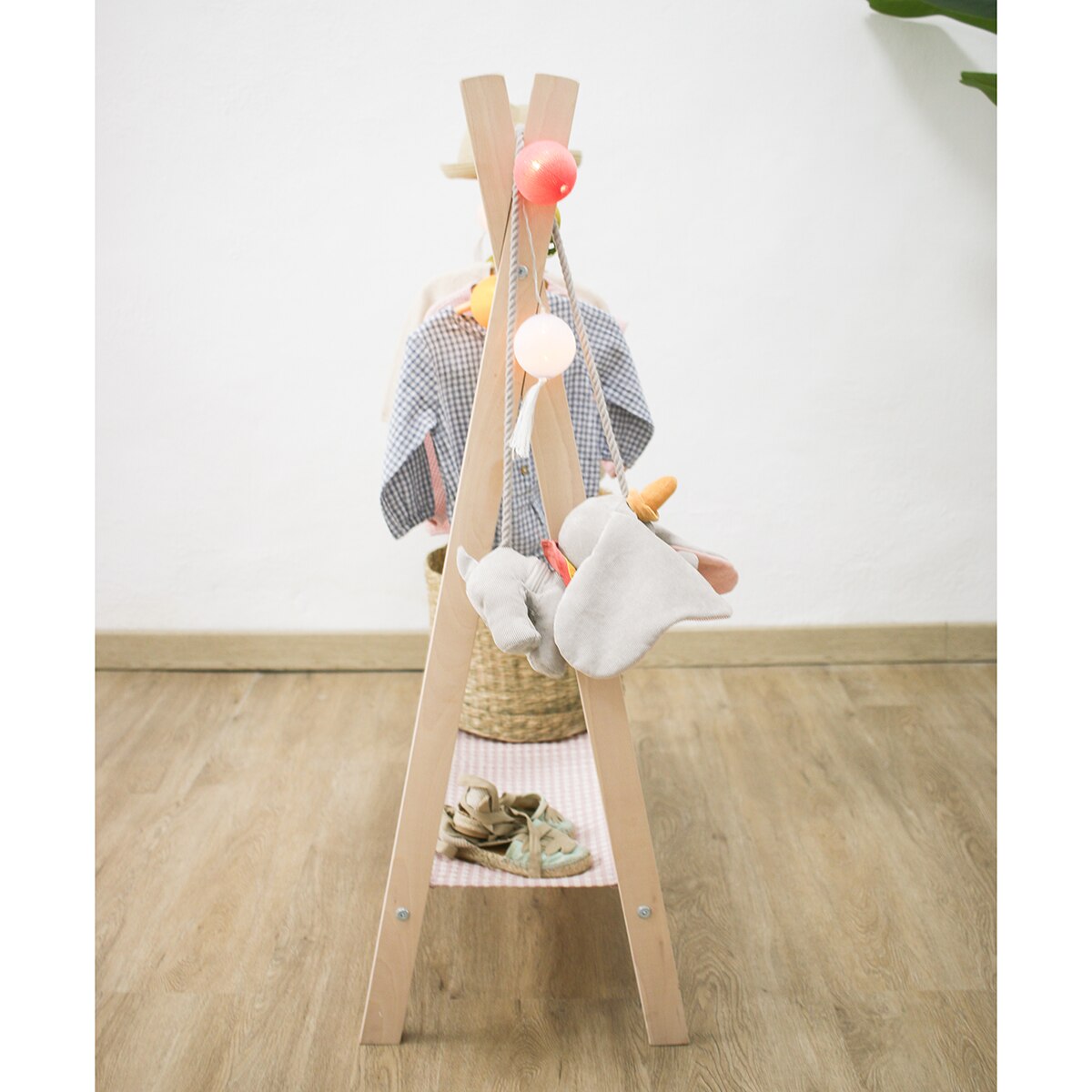 Perchero Plastimyr de madera The Good Wood Vichy rosa Madera / Rosa-9