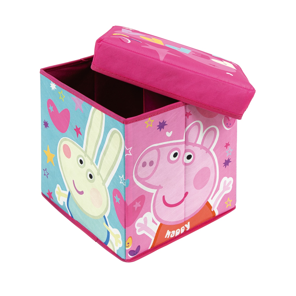 Taburete/Contenedor. 30x30x30cm Peppa Pig Rosa-2